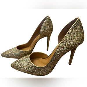 Jessica Simpson Women's Prizma D'Orsay Pumps Heels in Party Gold Glitter